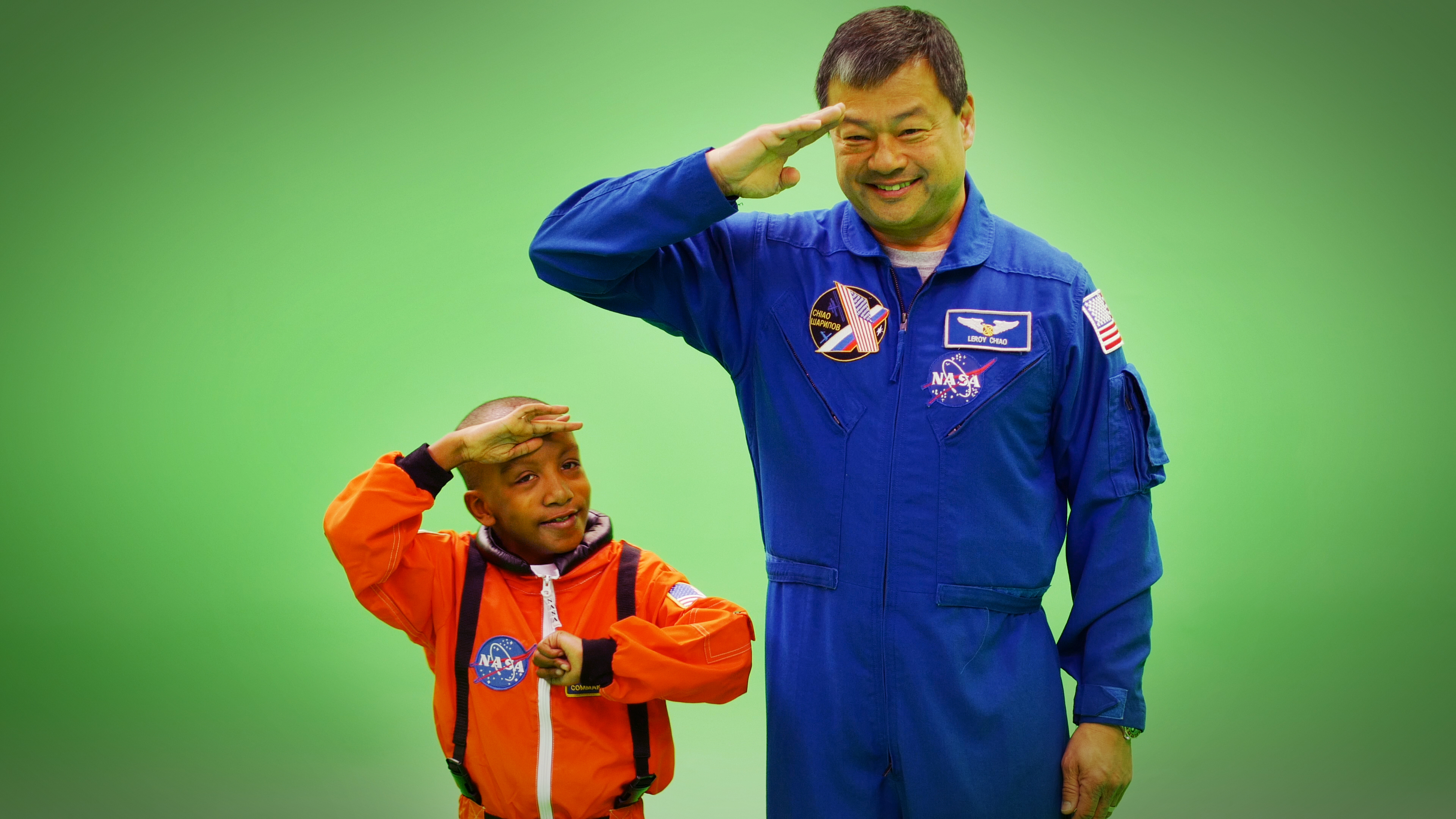 Zayden Wright and Cmdr. LeRoy Chiao